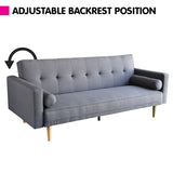 Sarantino Madison Sofa Bed Lounge Couch Futon Furniture Home Dark Grey Linen Suite - Side View