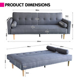 Sarantino Madison Sofa Bed Lounge Couch Futon Furniture Home Dark Grey Linen Suite - Close-Up Angle