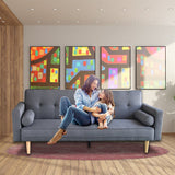 Sarantino Madison Sofa Bed Lounge Couch Futon Furniture Home Dark Grey Linen Suite - Extra Image