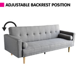 Sarantino Madison Sofa Bed Lounge Couch Futon Furniture Home Light Grey Linen Suite - Side View