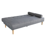 Sarantino Madison Sofa Bed Lounge Couch Futon Furniture Home Light Grey Linen Suite - 45-Degree Angle