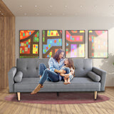 Sarantino Madison Sofa Bed Lounge Couch Futon Furniture Home Light Grey Linen Suite - Low Angle
