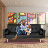 Sarantino Madison Faux Leather Sofa Bed Lounge Couch Futon Furniture Home Suite - Black