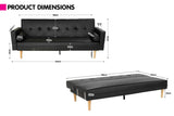 Sarantino Madison Faux Leather Sofa Bed Lounge Couch Futon Furniture Home Suite - Black - Low Angle
