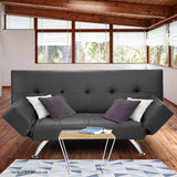 Sarantino Brooklyn Sofa Bed Lounge Faux Leather Couch Futon Furniture Adjustable Suite Gr - Front View