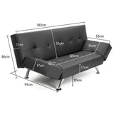 Sarantino Brooklyn Sofa Bed Lounge Faux Leather Couch Futon Furniture Adjustable Suite Gr - Rear View