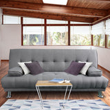 Sarantino Manhattan Sofa Bed Lounge Couch Futon Furniture Home Light Grey Linen Suite - Side View