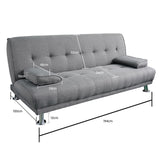Sarantino Manhattan Sofa Bed Lounge Couch Futon Furniture Home Light Grey Linen Suite - Top-Down View
