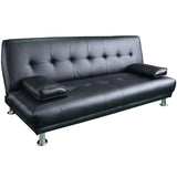 Sarantino Manhattan Sofa Bed Faux Leather Lounge Couch Futon Furniture Suite - Black - Front View