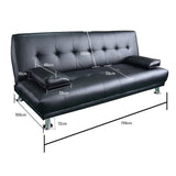 Sarantino Manhattan Sofa Bed Faux Leather Lounge Couch Futon Furniture Suite - Black - Top-Down View