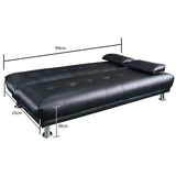 Sarantino Manhattan Sofa Bed Faux Leather Lounge Couch Futon Furniture Suite - Black - 45-Degree Angle