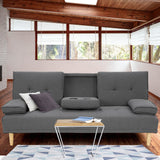 Sarantino Rochester Linen Fabric Sofa Bed Lounge Couch Futon Furniture Suite - Dark Grey - Front View