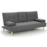 Sarantino Rochester Linen Fabric Sofa Bed Lounge Couch Futon Furniture Suite - Dark Grey - Side View