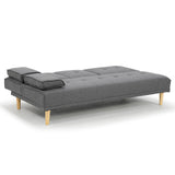 Sarantino Rochester Linen Fabric Sofa Bed Lounge Couch Futon Furniture Suite - Dark Grey - 45-Degree Angle