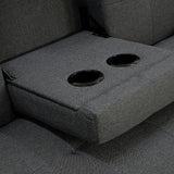 Sarantino Rochester Linen Fabric Sofa Bed Lounge Couch Futon Furniture Suite - Dark Grey - Rear View
