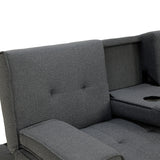 Sarantino Rochester Linen Fabric Sofa Bed Lounge Couch Futon Furniture Suite - Dark Grey - Close-Up Angle