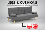 Sarantino Rochester Linen Fabric Sofa Bed Lounge Couch Futon Furniture Suite - Dark Grey - Extra Image