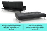 Sarantino Rochester Faux Leather Sofa Bed Lounge Couch Futon Furniture Suite - Black - Top-Down View