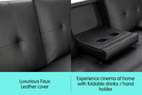 Sarantino Rochester Faux Leather Sofa Bed Lounge Couch Futon Furniture Suite - Black - 45-Degree Angle