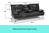 Sarantino Rochester Faux Leather Sofa Bed Lounge Couch Futon Furniture Suite - Black - Rear View