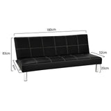 Sarantino Chelsea Sofa Bed Faux Leather Lounge Couch Futon Furniture Modular Suite - Rear View