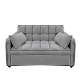 Sarantino Quincy 2-Seater Velvet Sofa Bed in Dark Grey with Wooden Frame and Tufted Design - Dark Grey - Front View