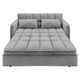 Sarantino Quincy 2-Seater Velvet Sofa Bed in Dark Grey with Wooden Frame and Tufted Design - Dark Grey - 45-Degree Angle