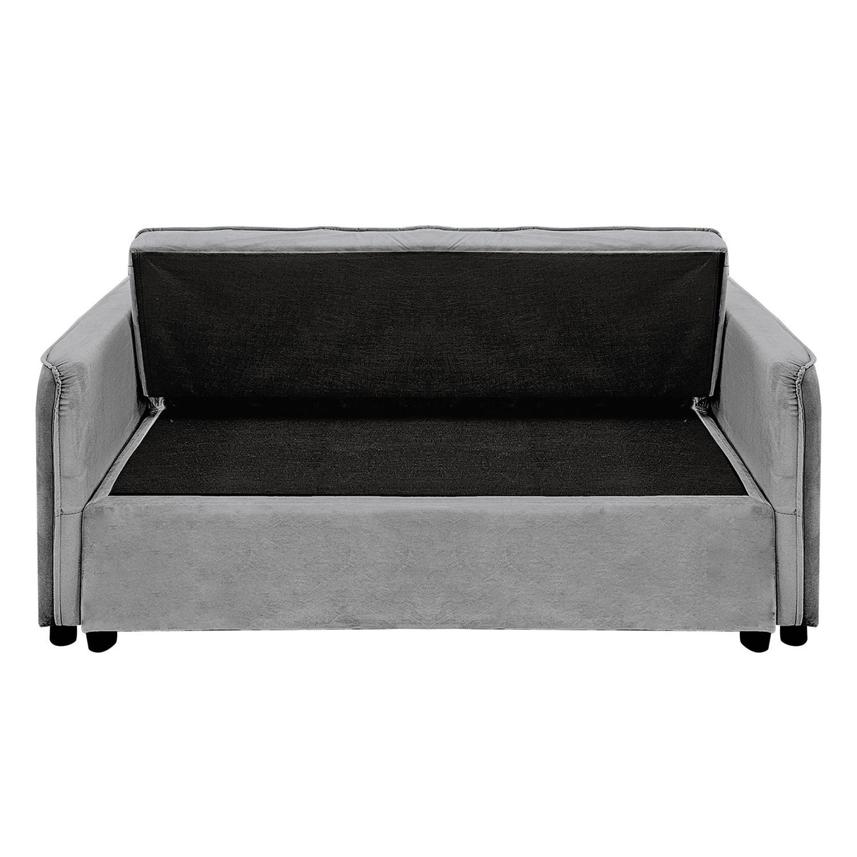 Sarantino Quincy 2-Seater Velvet Sofa Bed in Dark Grey with Wooden Frame and Tufted Design - Dark Grey