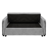 Sarantino Quincy 2-Seater Velvet Sofa Bed in Dark Grey with Wooden Frame and Tufted Design - Dark Grey - Rear View