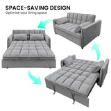 Sarantino Quincy 2-Seater Velvet Sofa Bed in Dark Grey with Wooden Frame and Tufted Design - Dark Grey