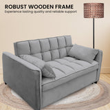 Sarantino Quincy 2-Seater Velvet Sofa Bed in Dark Grey with Wooden Frame and Tufted Design - Dark Grey - Extra Image
