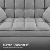 Sarantino Quincy 2-Seater Velvet Sofa Bed in Dark Grey with Wooden Frame and Tufted Design - Dark Grey