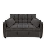 Sarantino Quincy 2-Seater Velvet Sofa Bed in Dark Grey with Wooden Frame and Tufted Design - Dark Grey - Side View