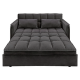 Sarantino Quincy 2-Seater Velvet Sofa Bed in Dark Grey with Wooden Frame and Tufted Design - Dark Grey - Rear View