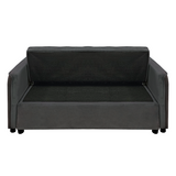 Sarantino Quincy 2-Seater Velvet Sofa Bed in Dark Grey with Wooden Frame and Tufted Design - Dark Grey - Close-Up Angle