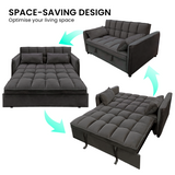 Sarantino Quincy 2-Seater Velvet Sofa Bed in Dark Grey with Wooden Frame and Tufted Design - Dark Grey - Low Angle