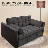 Sarantino Quincy 2-Seater Velvet Sofa Bed in Dark Grey with Wooden Frame and Tufted Design - Dark Grey - Extra Image