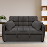 Sarantino Quincy 2-Seater Velvet Sofa Bed in Dark Grey with Wooden Frame and Tufted Design - Dark Grey - Extra Image