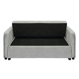 Sarantino Quincy 2-Seater Velvet Sofa Bed in Light Grey with Wooden Frame and Tufted Design - Close-Up Angle