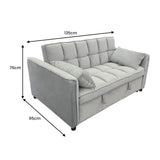 Sarantino Quincy 2-Seater Velvet Sofa Bed in Light Grey with Wooden Frame and Tufted Design - Top-Down View