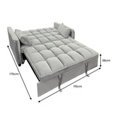 Sarantino Quincy 2-Seater Velvet Sofa Bed in Light Grey with Wooden Frame and Tufted Design - 45-Degree Angle