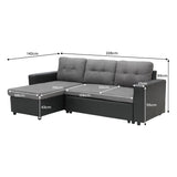 Sarantino Corner Sofa Linen Lounge Couch L-shaped Modular Furniture Home Chaise Grey - Front View