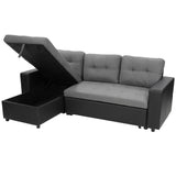 Sarantino Corner Sofa Linen Lounge Couch L-shaped Modular Furniture Home Chaise Grey - Rear View