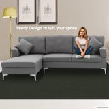 Sarantino Linen Corner Sofa Couch Lounge L-shape W/right Chaise Seat Dark Grey - Close-Up Angle