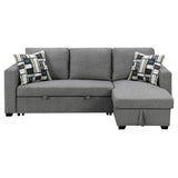 Sarantino Fontana Pullout Sofa Bed with Storage Chaise Lounge - Grey - Top-Down View