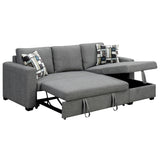 Sarantino Fontana Pullout Sofa Bed with Storage Chaise Lounge - Grey - 45-Degree Angle