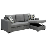 Sarantino Fontana Pullout Sofa Bed with Storage Chaise Lounge - Grey - Rear View