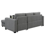 Sarantino Fontana Pullout Sofa Bed with Storage Chaise Lounge - Grey - Close-Up Angle