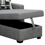 Sarantino Fontana Pullout Sofa Bed with Storage Chaise Lounge - Grey - Low Angle