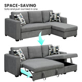Sarantino Fontana Pullout Sofa Bed with Storage Chaise Lounge - Grey - Extra Image
